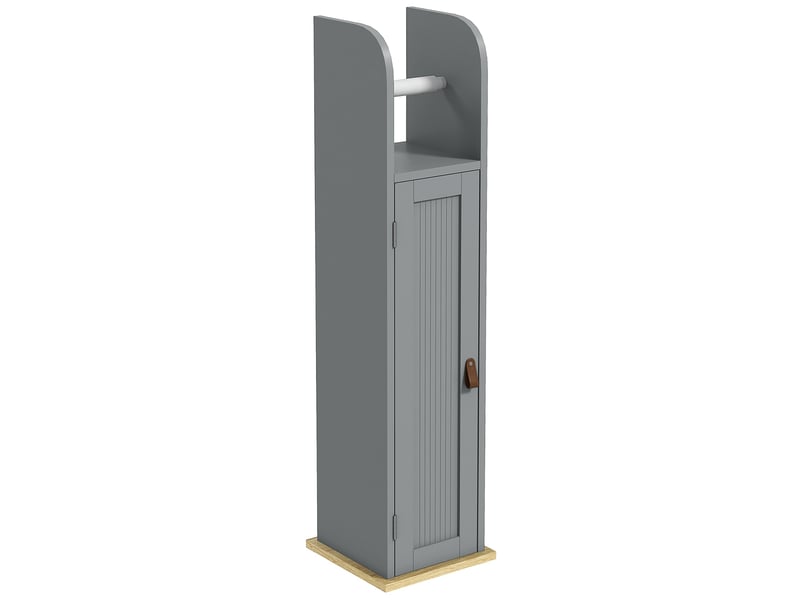  Meuble de salle de bain porte-papier toilette avec placard mdf gris 20 x 20 x 80 cm  - Conforama B