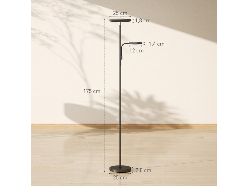  Lampadaire led 42w dimmable 2700k-6500k 4 couleurs variation continue, 4 modes scène, télécommande et contrôle tactile  - Conforama E