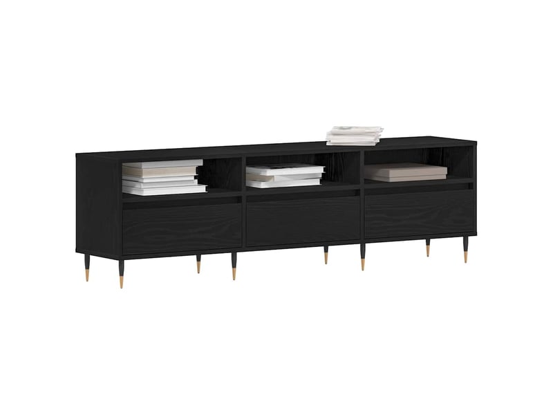  Meuble tv - banc tv - meuble de rangement 150 x 30 x 44,5 cm chêne noir bois d'ingénierie  - Conforama C