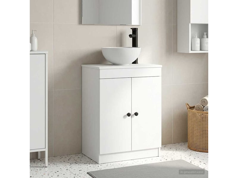  Meuble de salle de bain avec évier blanc 54x35x83 cm shl977  - Conforama B
