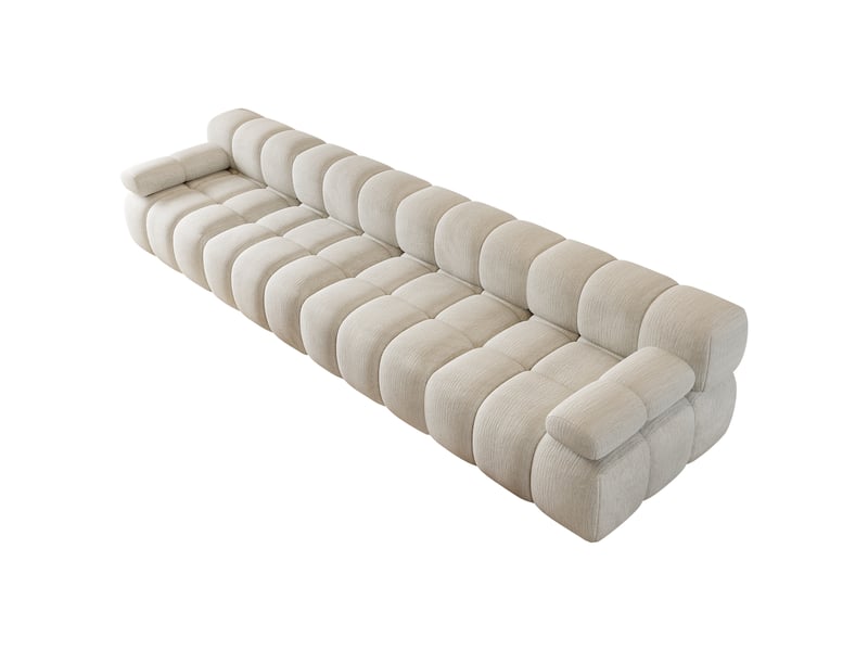  Canapé droit en mousse 4 places de 400 cm, sans montage, pour salon, chambre et appartement, blanc  - Conforama A