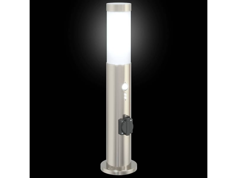 Lot de 3 borne lumineuse avec détecteur et prise 50 cm acier inoxydable ip44 shl95073 - Conforama E