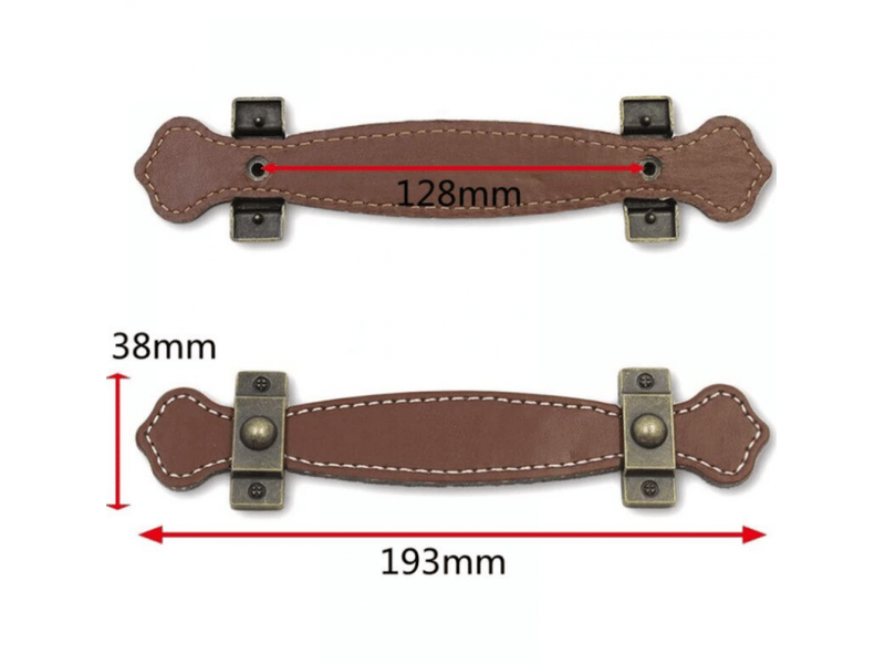  2 poignées en cuir pour tiroirs, poignées de valise vintage, poignées pour meubles avec vis, couleur marron (128 mm)  - Conforama C