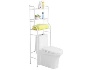 3-tier plateau de salle de bains sur la toilette, blanc, rack de rangement debout pour