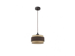 Suspension kandy 1xe27 naturel marron abat-jour textile diamètre 30 cm