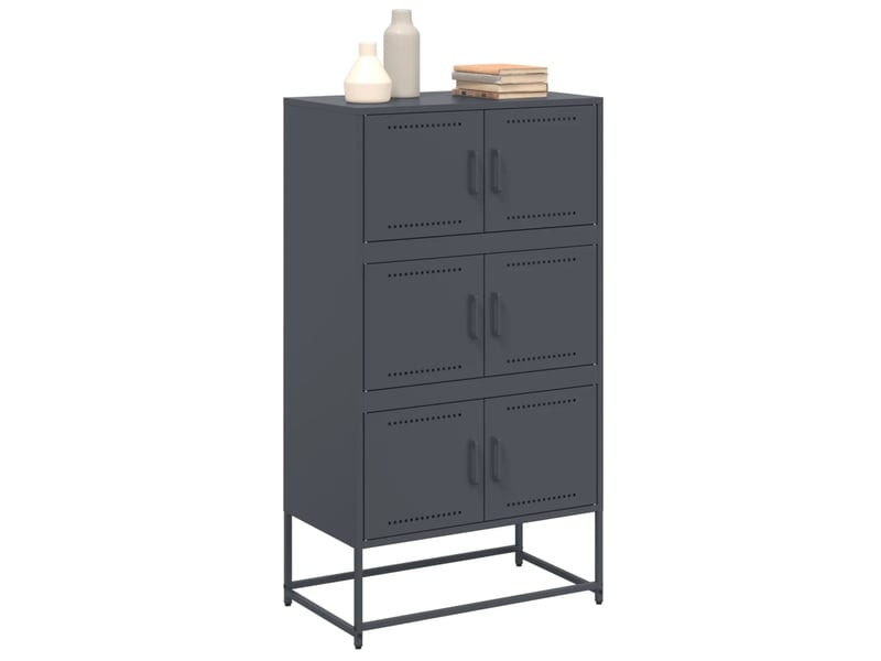  Buffet - bahut - meuble de rangement anthracite 68,5x38,5x123,5 cm acier  - Conforama D