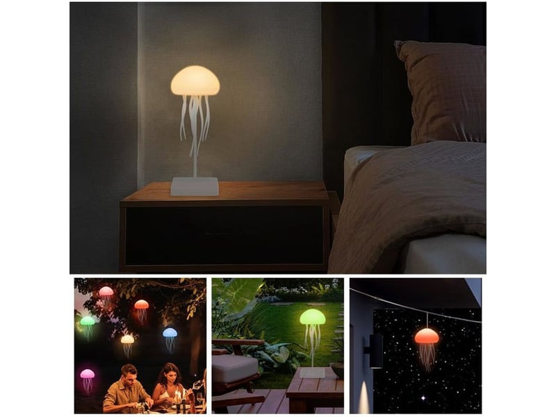  Lampe a poser led rechargeble jelllyfish rgb 72 couleurs controle vocal 9 tentacules  - Conforama D