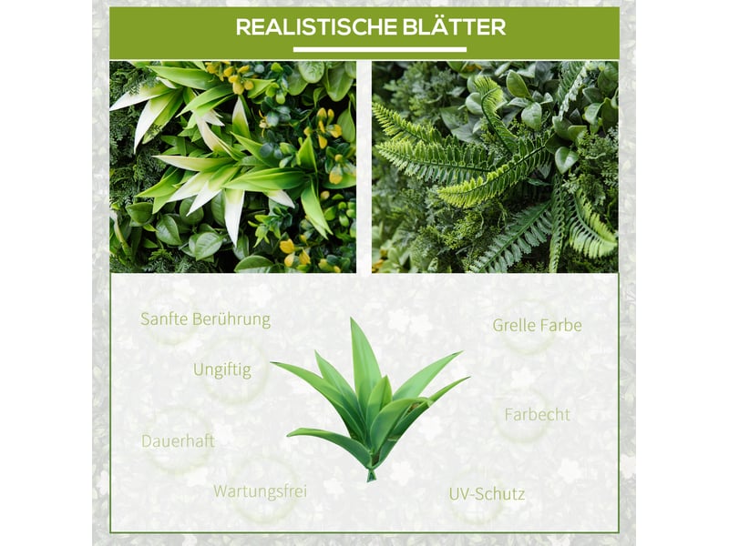  Mur végétal artificiel 12 pièces protection uv anti-vue 50x50 cm design plus feuilles pour jardin balcon terrasse  - Conforama C