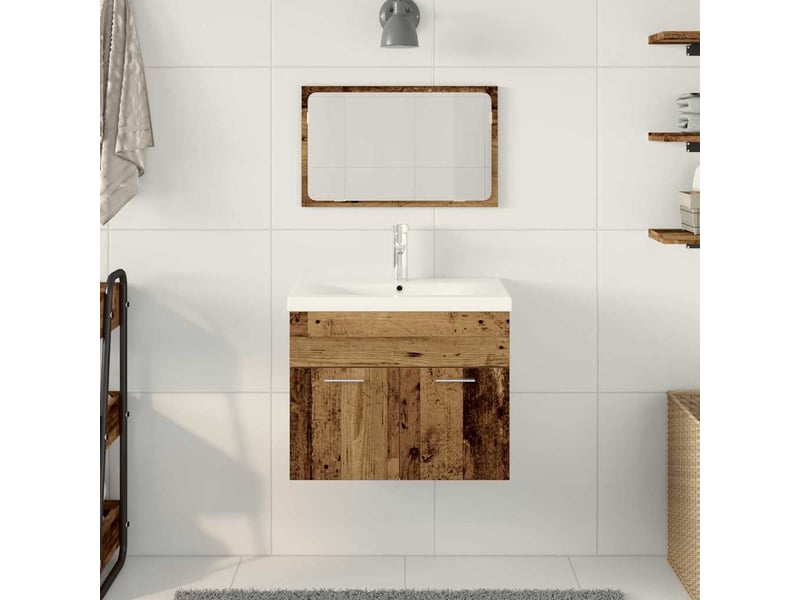  Armoire de salle de bain, cabinet de salle de bain bois ancien 60 x 38,5 x 46 cm cf65054  - Conforama D