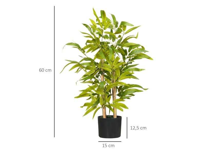  Bambou artificiel plantes artificielles hauteur 60 cm - tronc branches lichen feuilles grand réalisme pot inclus  - Conforama E