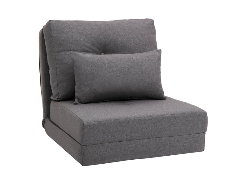  Fauteuil de sol convertible modenvie 2 en 1 avec dossier réglable, 2 coussins, revêtement en lin, gris foncé, 80 x 60 x 56 cm  - Conforama A
