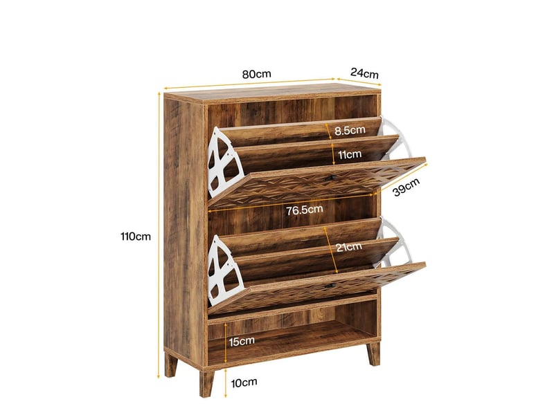  Meuble à chaussures 2 abattants avec rangement 80 x 24 x 110 cm evryae  - Conforama E