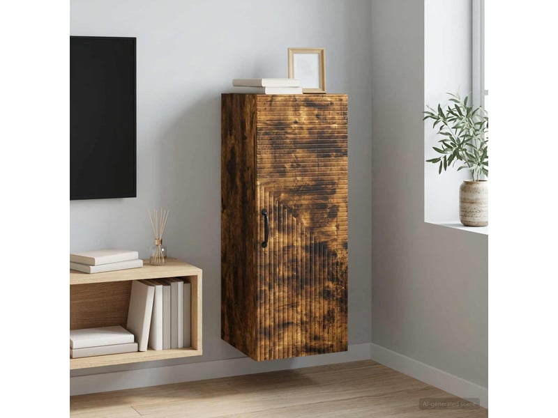  Armoire murale salon chêne fumé 33x34,5x90cm bois d'ingénierie shl8499  - Conforama B