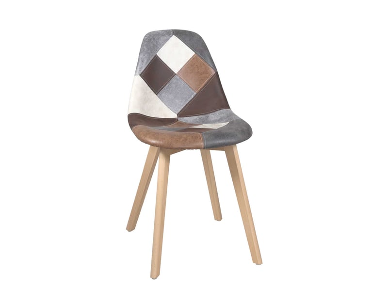  Lot de 2 chaises scandinaves nada en tissu patchwork marron avec pieds en bois clair 363-NADA - Conforama C