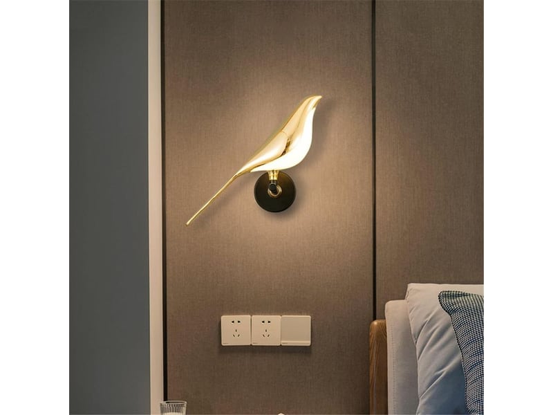  Applique murale led oiseau moderne, finition dorée, acrylique, lumière blanc chaud  - Conforama D