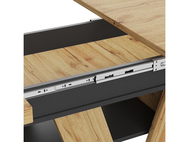  Table extensible avec rangement pour salle à manger en mdf 119–158,5×80×75 cm noir et naturel  - Conforama D