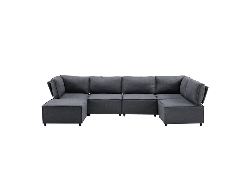  Canapé d’angle modulable convertible en lit - lpospi - assise mousse et ressorts, contreplaqué, tissu gris foncé  - Conforama A