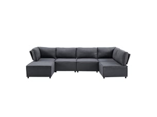 Canapé d’angle modulable convertible en lit - lpospi - assise mousse et ressorts, contreplaqué, tissu gris foncé