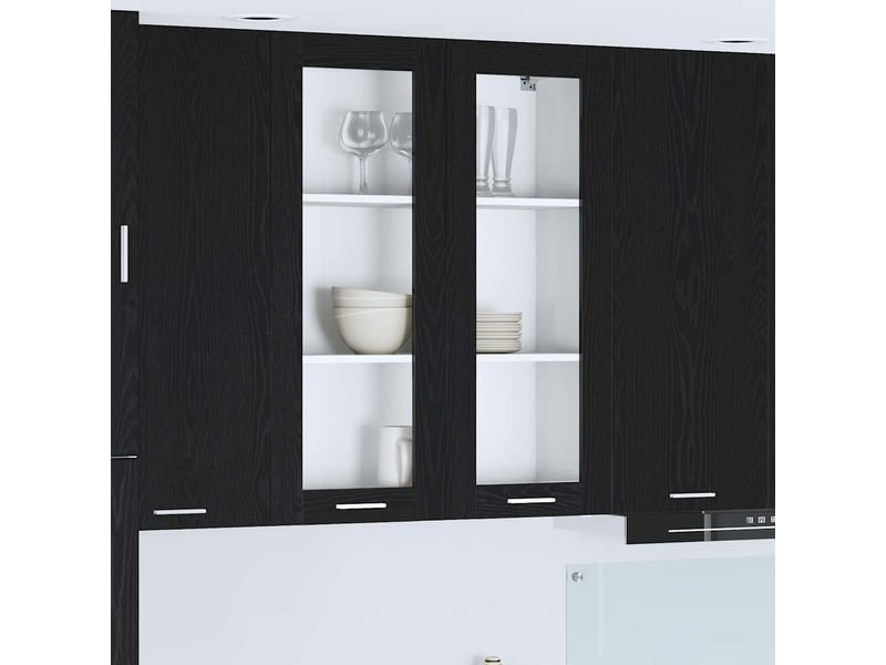 Meuble de rangement, armoire suspendue chêne noir 80x31x100cm bois d'ingénierie shl2447 - Conforama B