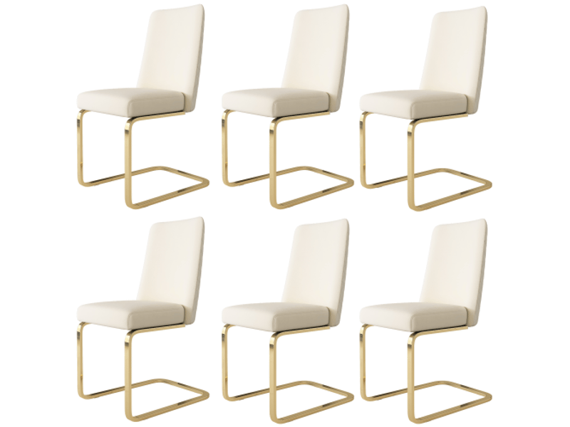  Lot de 6 chaises en velours pour salle à manger avec 4 pieds métal doré -beige chaise beige - Conforama A