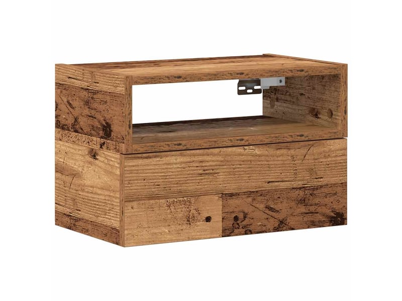  Table de chevet - cabinet de chevet - table de nuit murale vieux bois 45x26x28,5 cm  - Conforama A