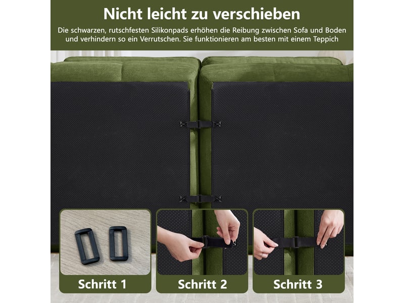 Canapé d’angle modulable 2 places en chenille vert – 194 x 160 x 68 cm Fay Lum - Conforama R