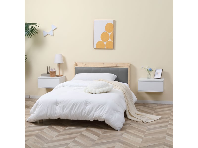  Ensemble de 2 tables de chevet avec tiroir et structure suspendue, en aggloméré et mdf, 49 x 38 x 23 cm, blanc  - Conforama D