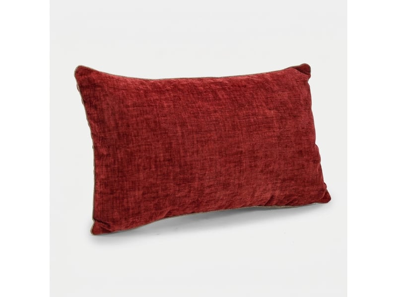  Coussin décoratif rectangulaire déhoussable en velours amyas - rouge  - Conforama C