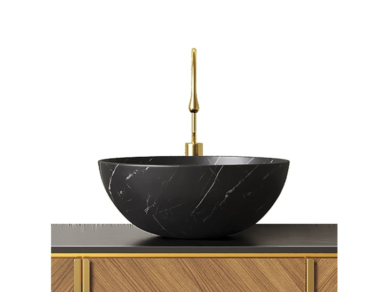  Lavabo à poser avec surface sans pores, en céramique, finition noire mate, pour salle de bain, 48×48×28 cm  - Conforama E