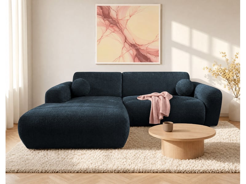  Louise - canapé d'angle gauche 4 places en velours texturé - best mobilier - bleu LOUISE - Conforama B