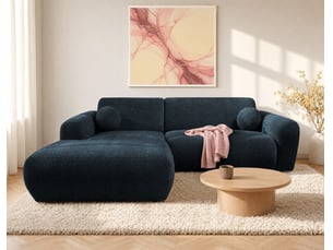 Canapé d'angle gauche fixe BESTMOBILIER LOUISE 4 places Velours Bleu