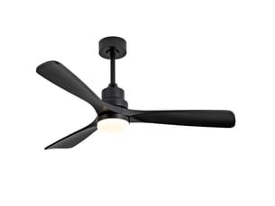 Ventilateur de plafond avec éclairage 132x132x36 cm, 3 pales, led réglable, télécommande, 6 vitesses, métal et bois, noir