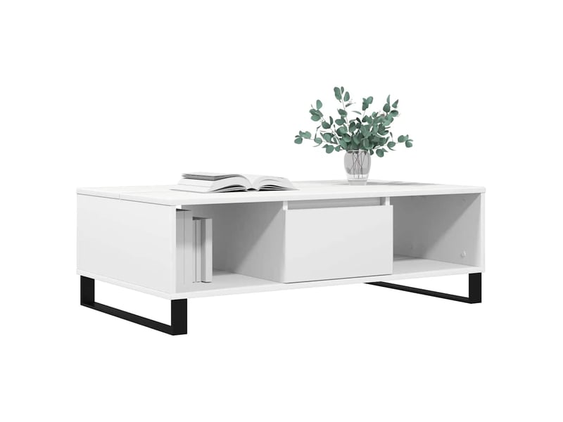  Table basse - table de salon - table à thé blanc 104x60x35 cm bois d'ingénierie  - Conforama C