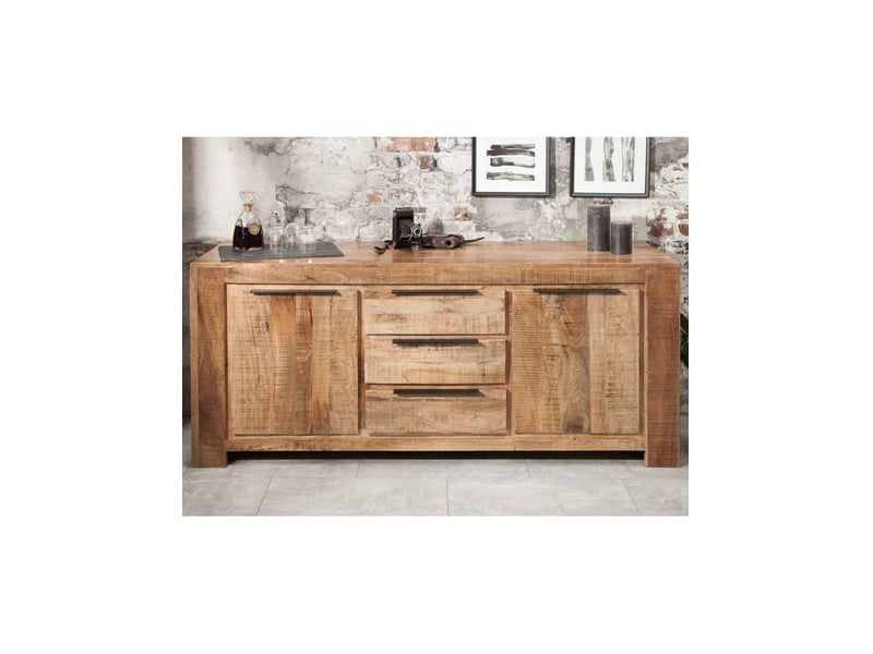  Buffet loden 174 cm en bois massif de manguier – 2 portes, 3 tiroirs et nombreux rangements  - Conforama D