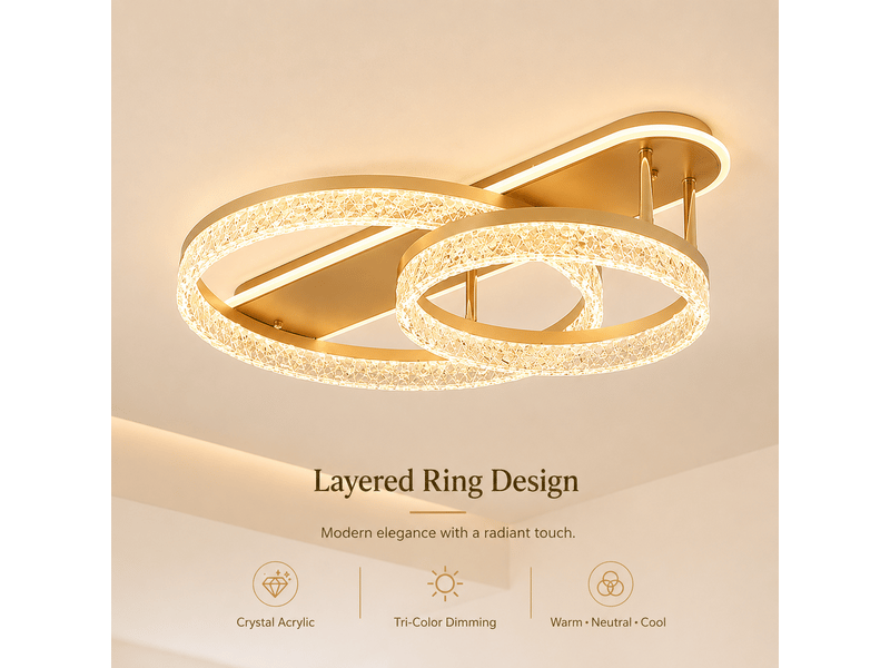 Plafonnier rond doré b – éclairage 3 couleurs ASLED-734 - Conforama D