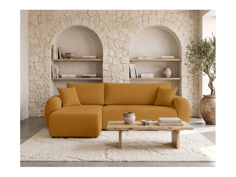 Alya - canapé d'angle convertible et réversible 3 places en velours côtelé - Conforama B