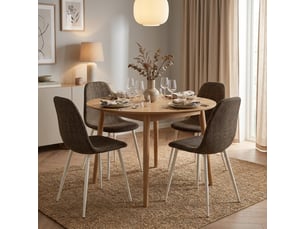Lot de 4 chaises de salle à manger en similirattan rembourrées evelyn - marron