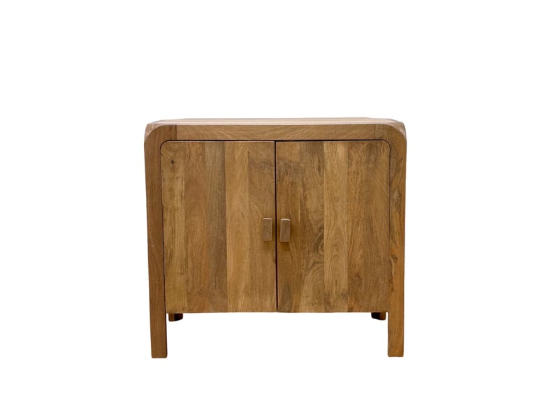 Buffet à 2 portes en bois de manguer masif naturel avec pieds en bois - Conforama A