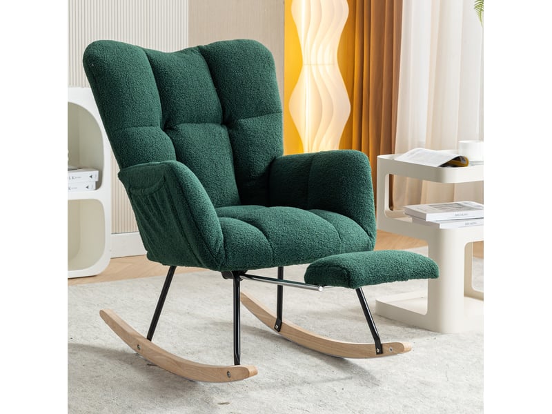  Fauteuil à bascule 80x98x98,5 cm avec repose-pieds vert  - Conforama A