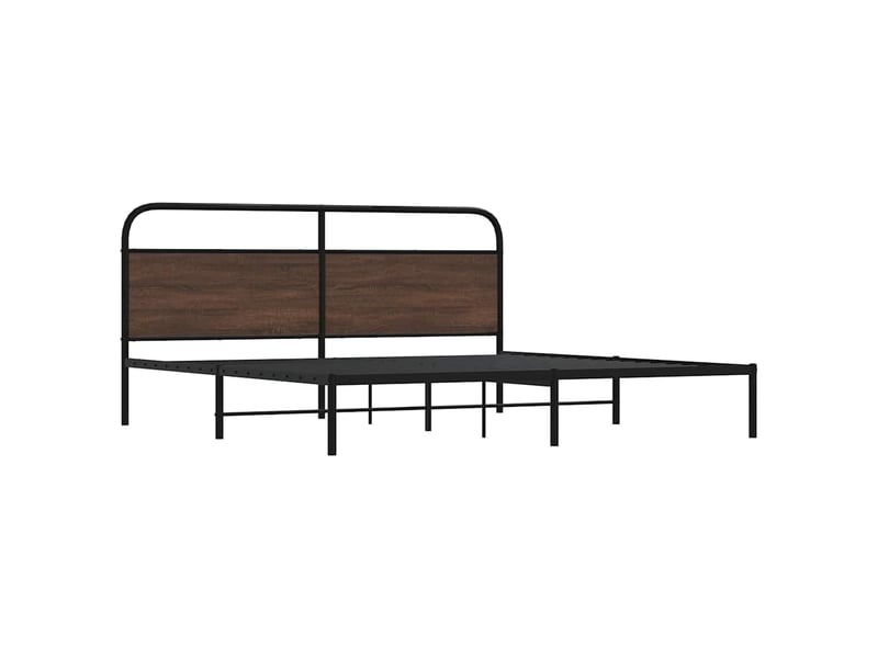  Lit double- lit adulte -  cadre de lit en métal sans matelas chêne marron 200x200 cm  - Conforama B