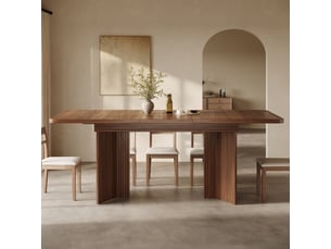 Table à manger extensible 120–160 cm, pieds en v rainurés, effet chênenoyer