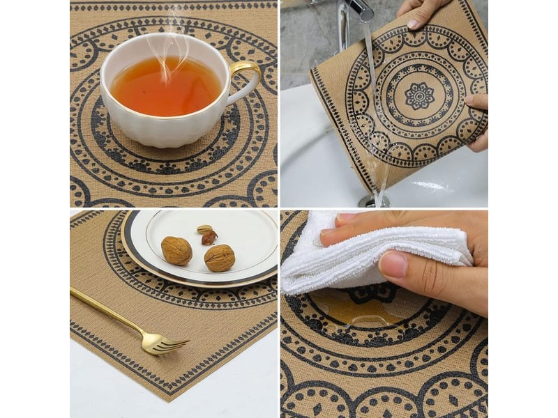  Lot de 6 sets de table en pvc 30x44cm set de table rectangulaire lavable résiste à la chaleur napperon de table facile à nettoyer pour table à manger cuisine restaurant  - Conforama B