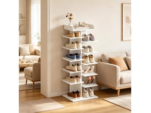 Meuble à chaussures 45x30x114 cm 12 compartiments panneau de particules blanc