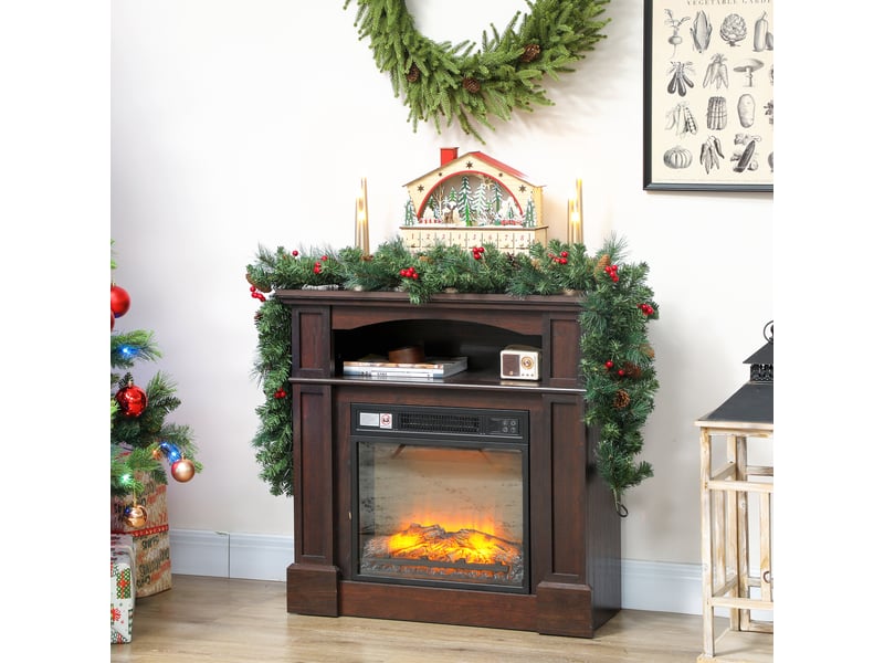  Guirlande de noël artificielle 180 cm, décoration de noël, 162 branches denses, pommes de pin, grappes de baies, vert  - Conforama A