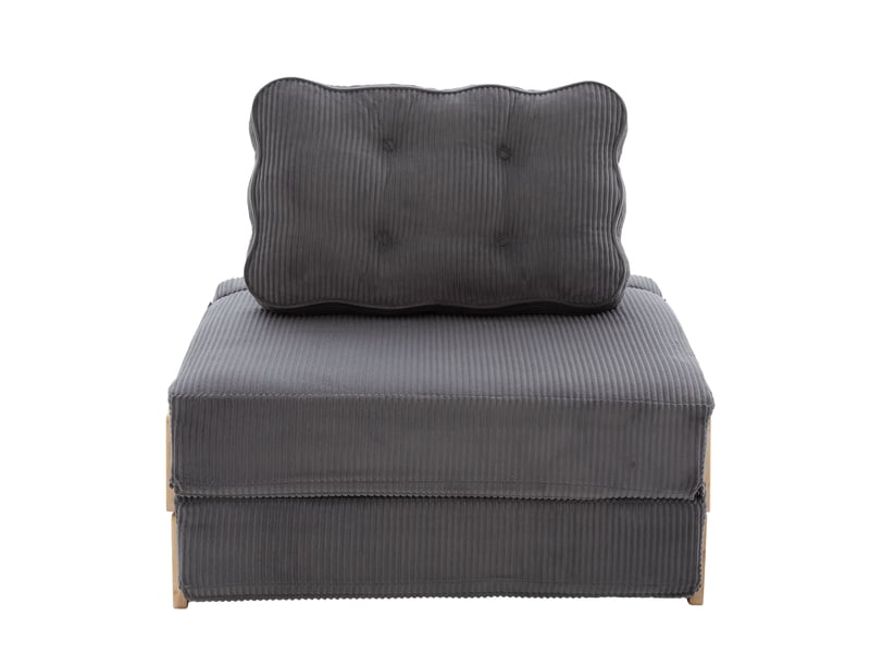  Fauteuil convertible 1 place 90 x 86 x 84 cm gris foncé en velours côtelé, couchage 90 x 170 cm  - Conforama D