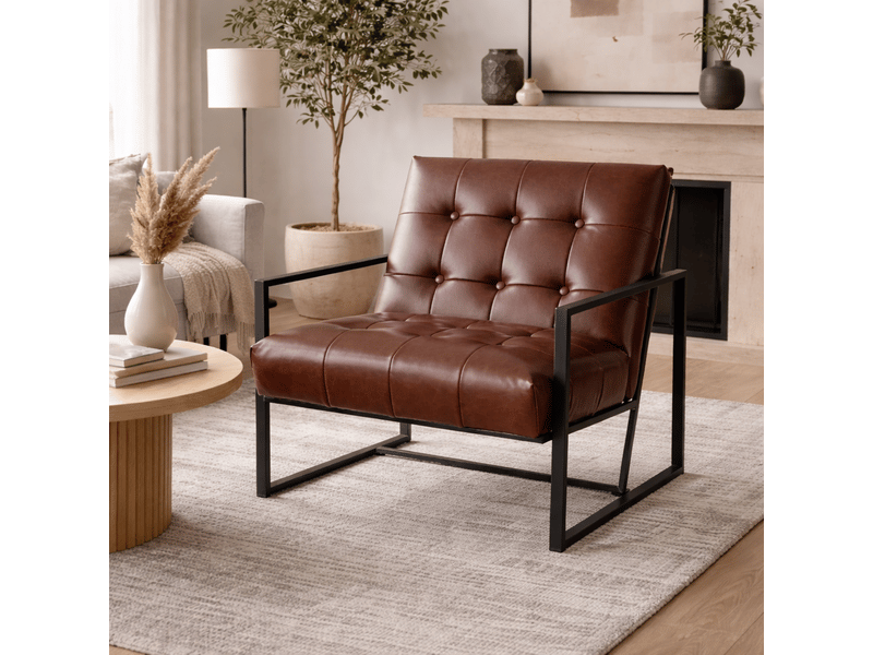 Fauteuil chesterfield – assise capitonnée – style élégant - Conforama B