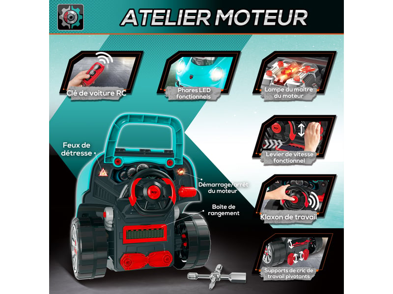  Camion mécano 2 en 1 jouet bricolage enfant jeu d'imitation mécanicien nombreux qccessoires total de 61 pièces bleu  - Conforama R
