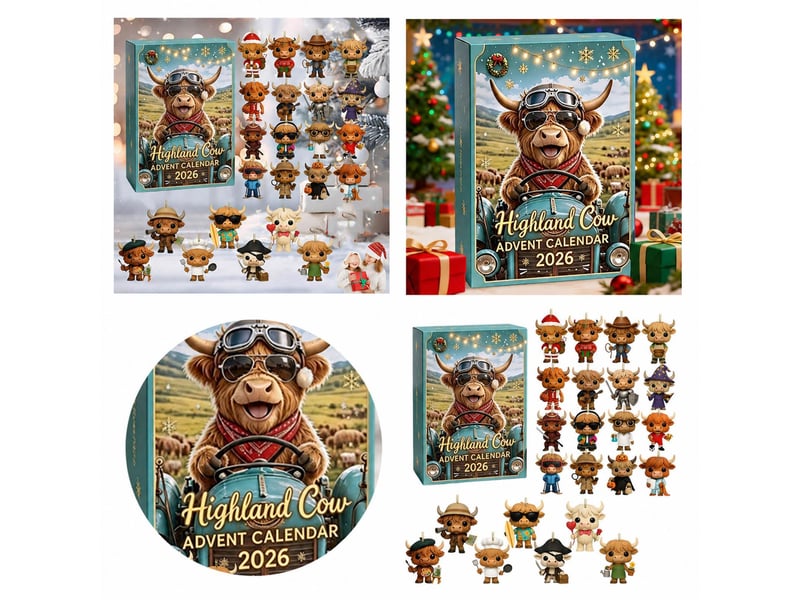  Calendrier de l’avent vache highland, 24 figurines miniatures à découvrir, décoration de noël  - Conforama E