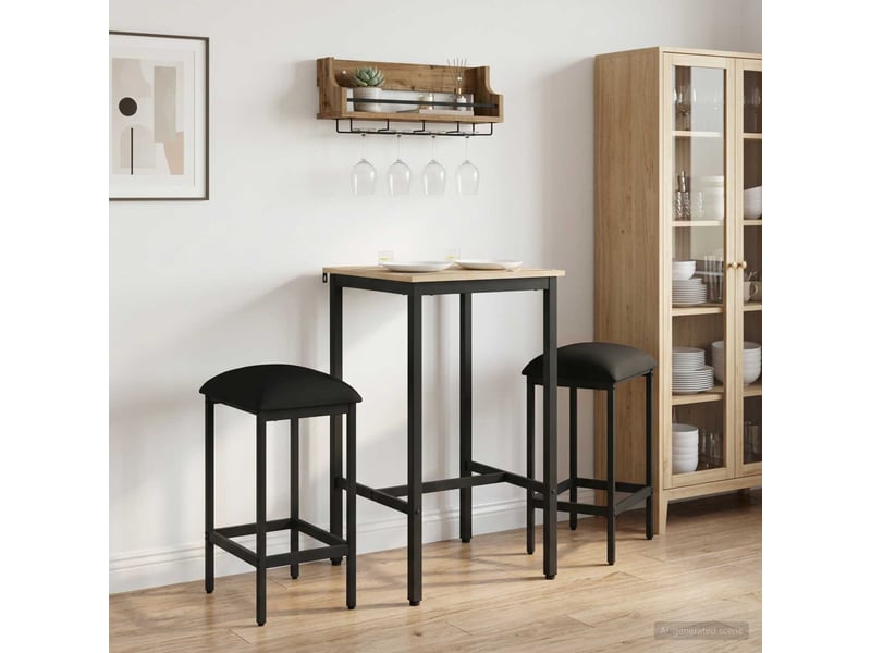  Lot de 2 tabouret de bar, chaise de bar noir 40x32x74 cm bois d'ingénierie shl84484  - Conforama B