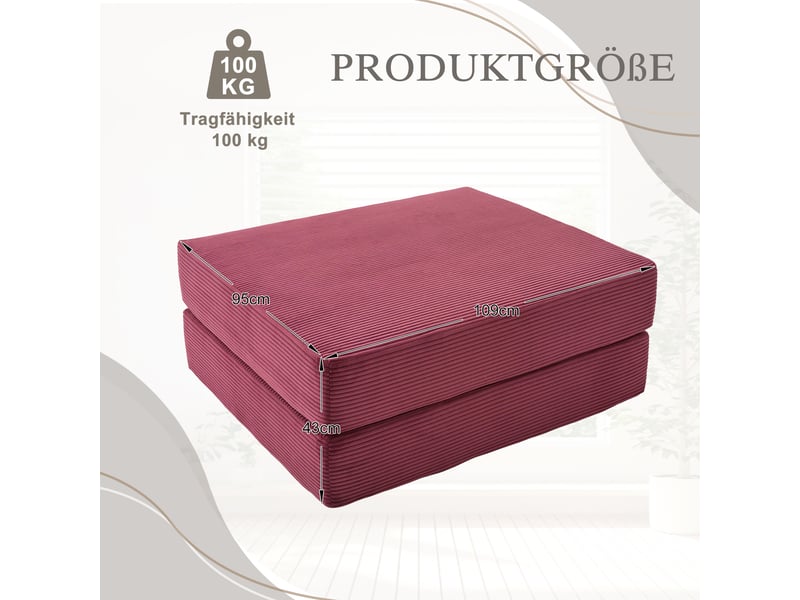  Pouf convertible en velours côtelé, fauteuil d’appoint pliable, design modulable confortable  - Conforama C